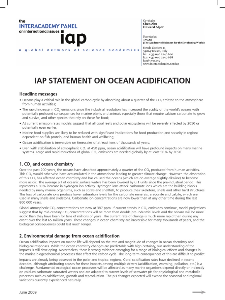 IAP Statement on Ocean Acidification | PDF | Ocean Acidification ...