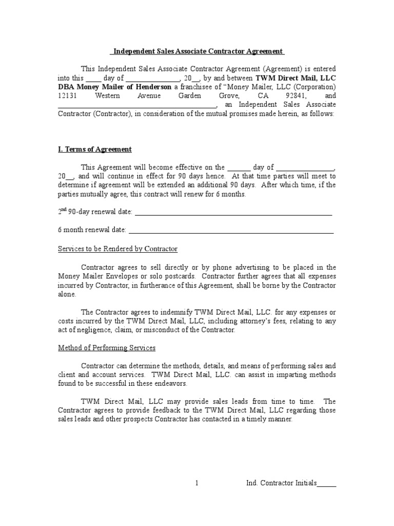 Independent Sales Contract Guide | PDF | Credit Card | Mail