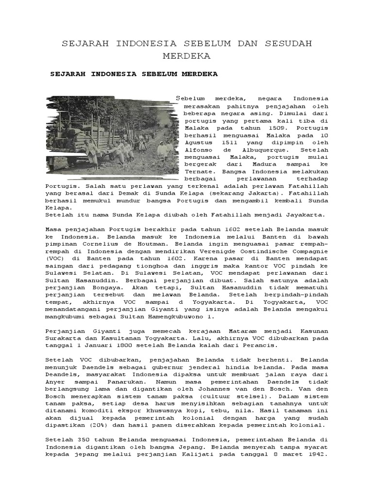 Sejarah Indonesia Sebelum Dan Sesudah Merdeka Pdf