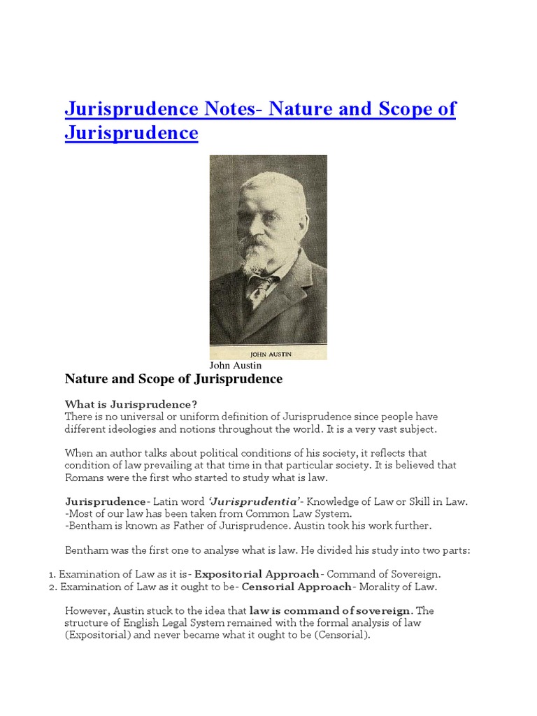 Jurisprudence Notes - Nature and Scope of Jurisprudence | PDF ...