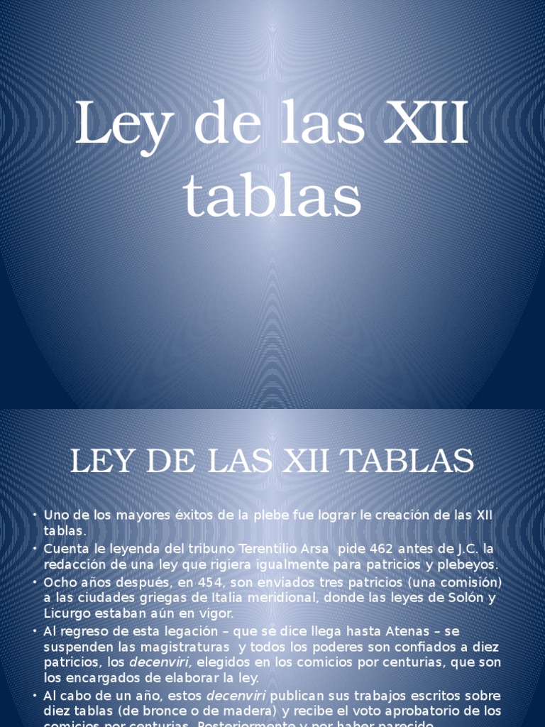 Presentación Ley de Las Xii Tablas PDF Robo Propiedad