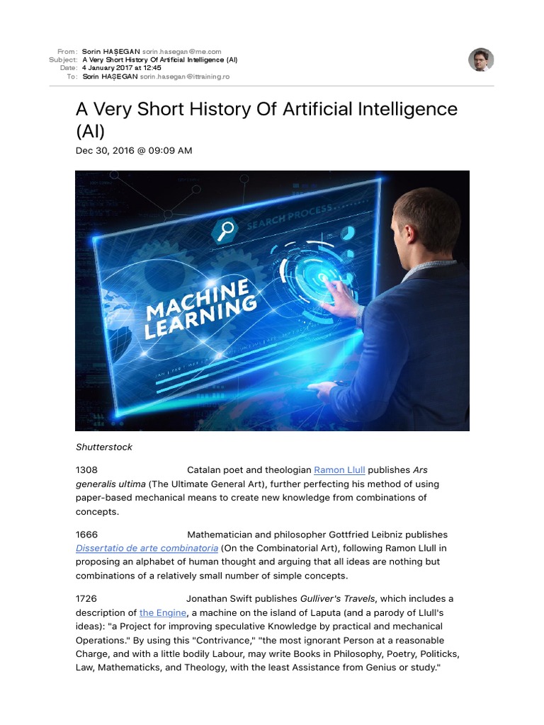 A Brief History of Artificial Intelligence | PDF | Artificial ...
