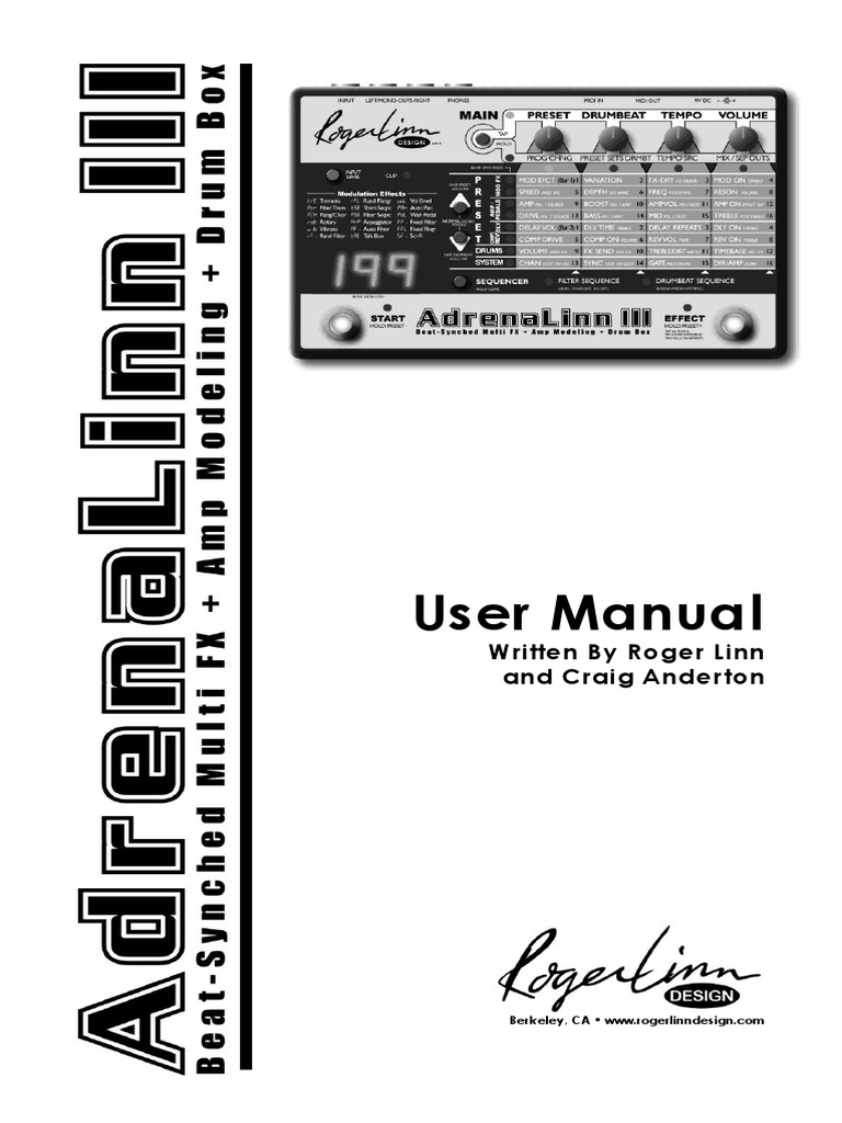 AdrenaLinn III Users Manual v302 5-14-08 | Synthesizer | Sound Recording