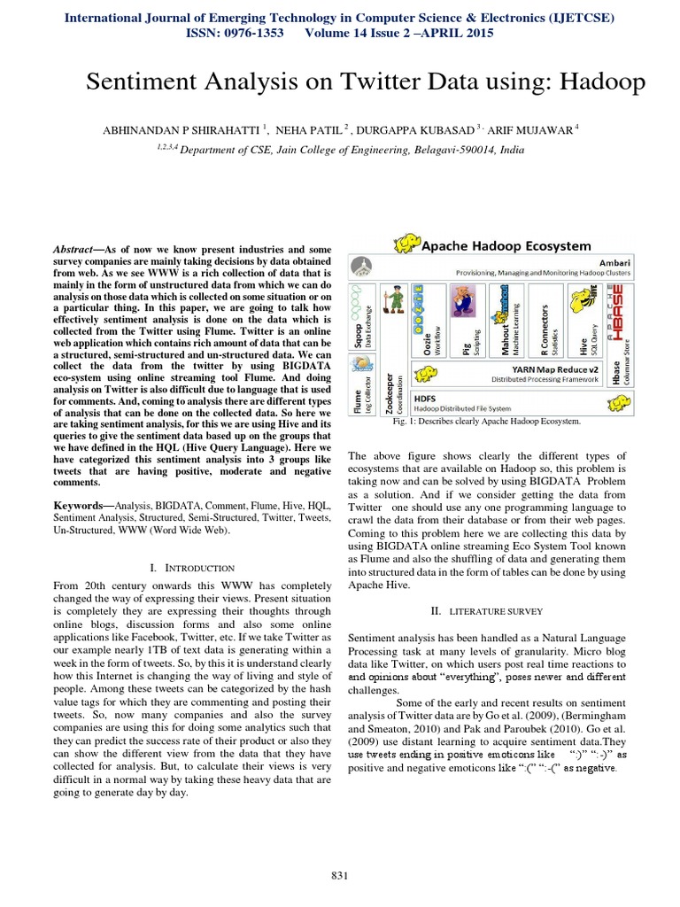Sentiment Analysis of Twitter Data Using Hadoop | PDF