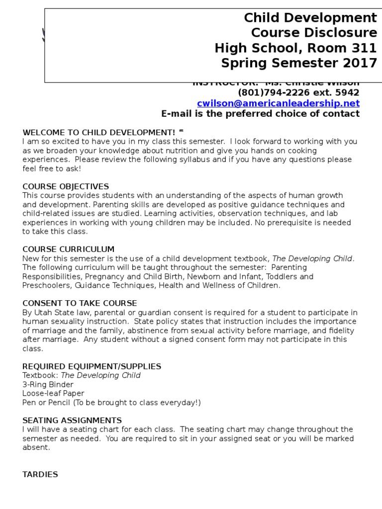 Child Development Course Overview | PDF | Child Development | Relationships