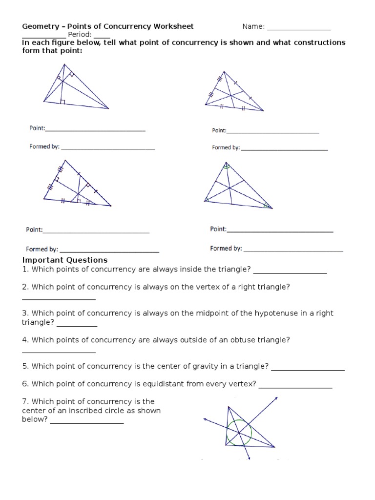 Geometry Points Of Concurrency Worksheet - Ivuyteq Inside Points Of Concurrency Worksheet