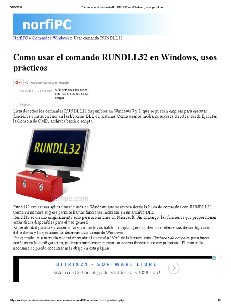 Como Usar El Comando RUNDLL32 en Windows, Usos Prácticos | PDF ...