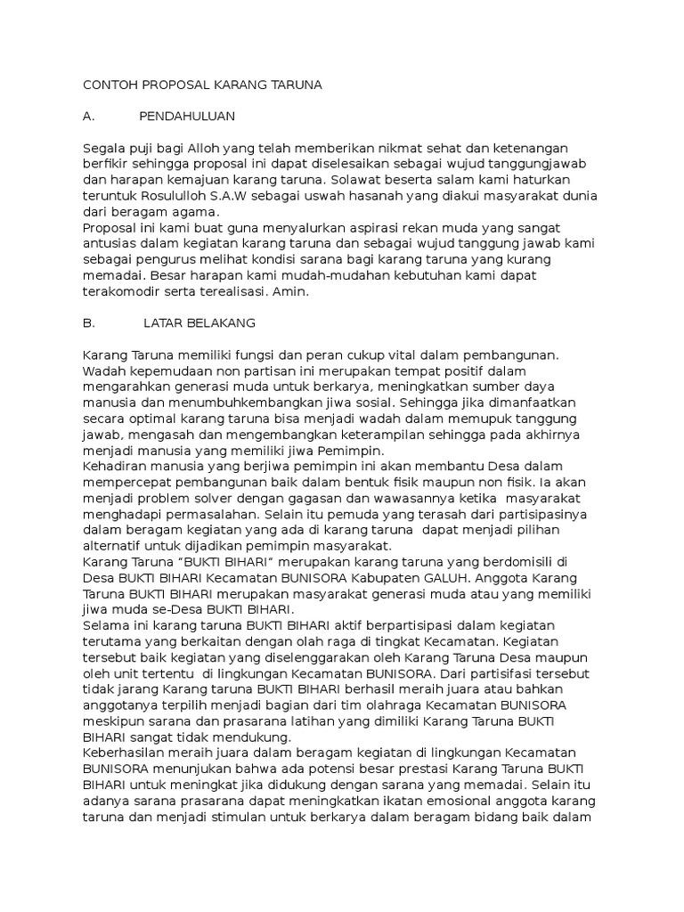 Contoh Proposal Karang Taruna | PDF