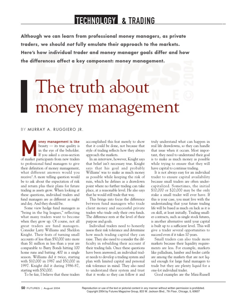 The Truth About Money Management | PDF | Sharpe Ratio | Futures Contract
