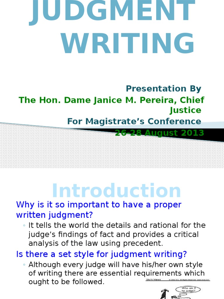 Judgment Writing Essentials | PDF | Judgment (Law) | Magistrate