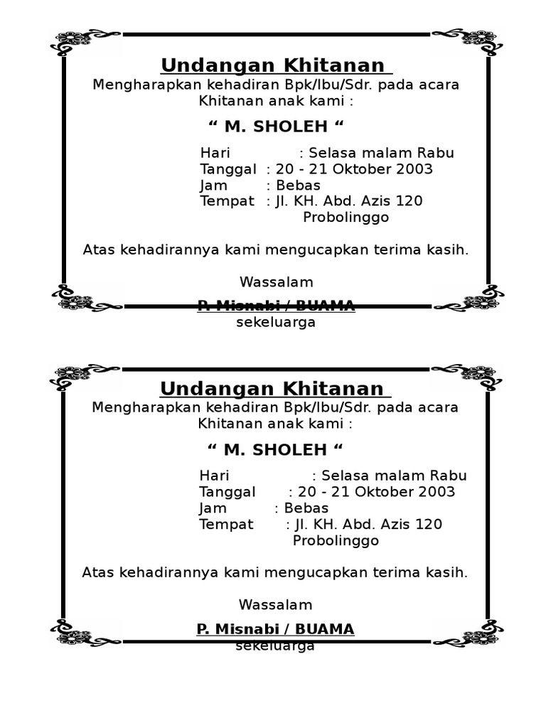 Greenbelt Bowl Try These Contoh Undangan Khitan Bahasa Jawa