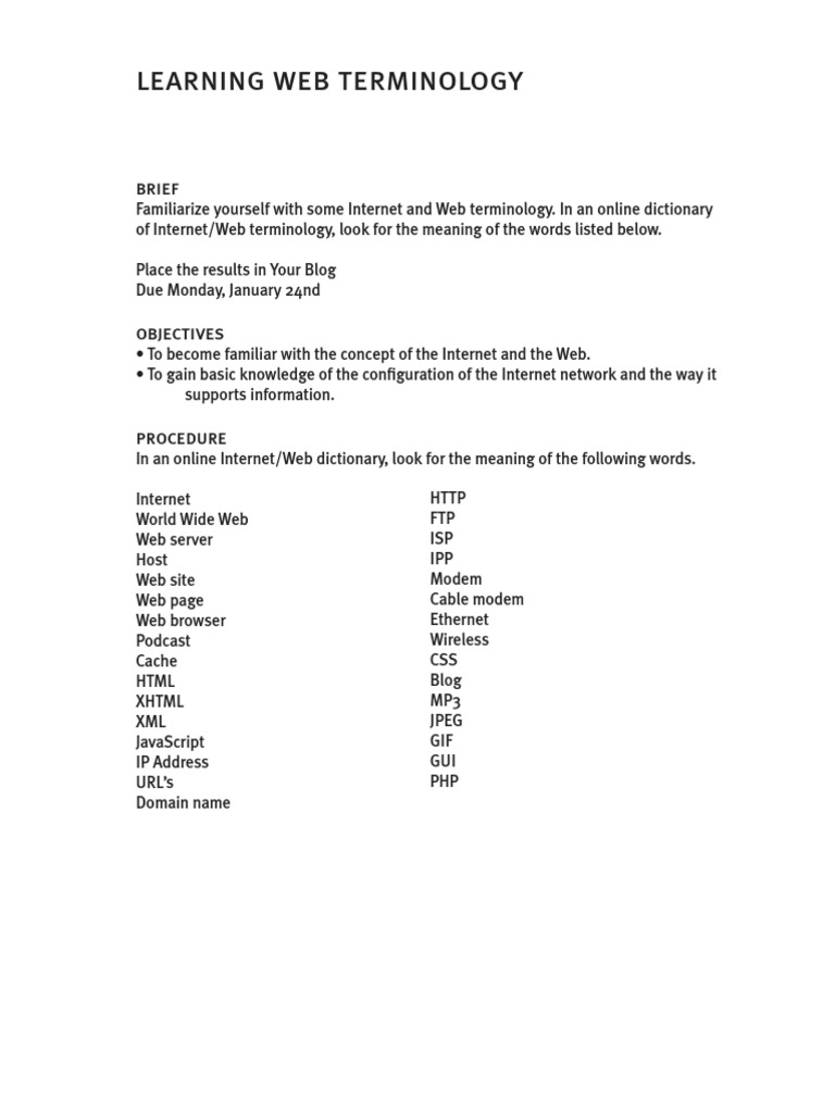 Learning Web Terminology: Brief | PDF | Career & Growth | Computers