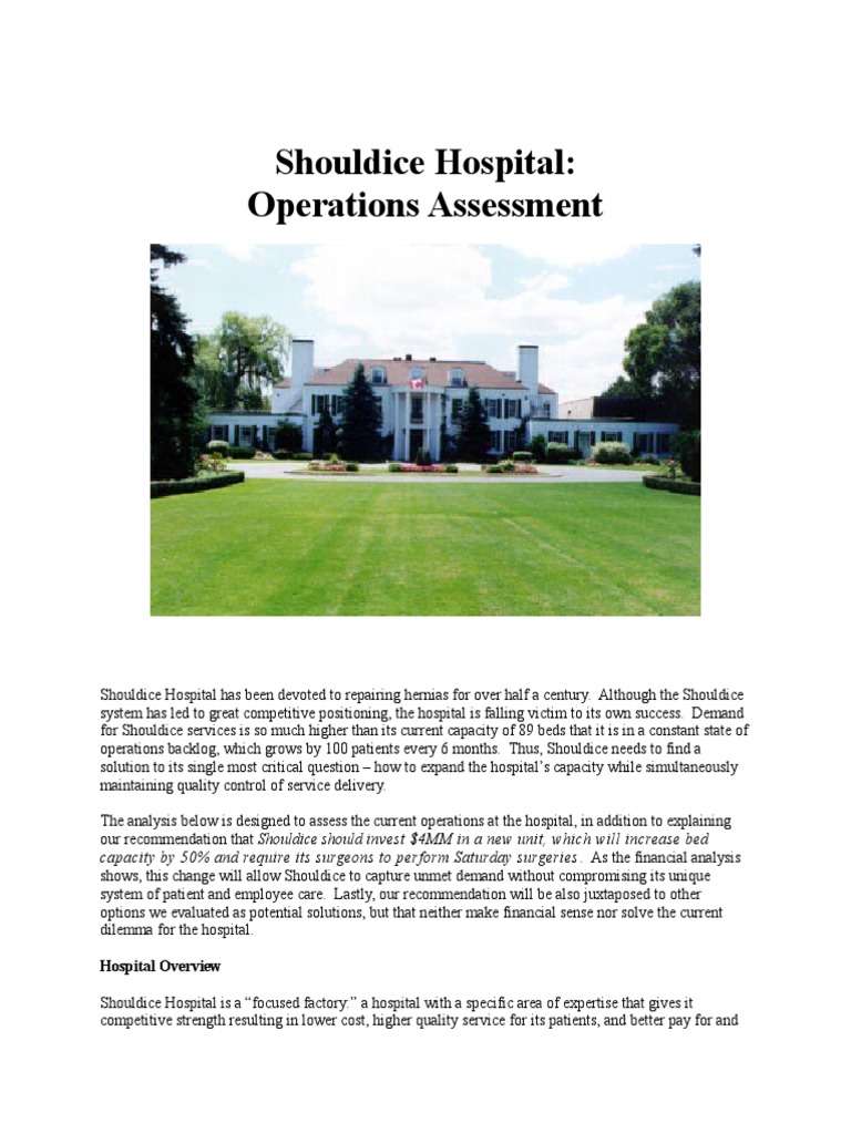 Shouldice hospital a cut above case study answers image