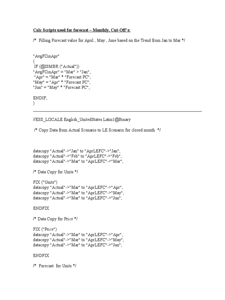 Monthly Forecast Calculation Scripts | PDF | Business