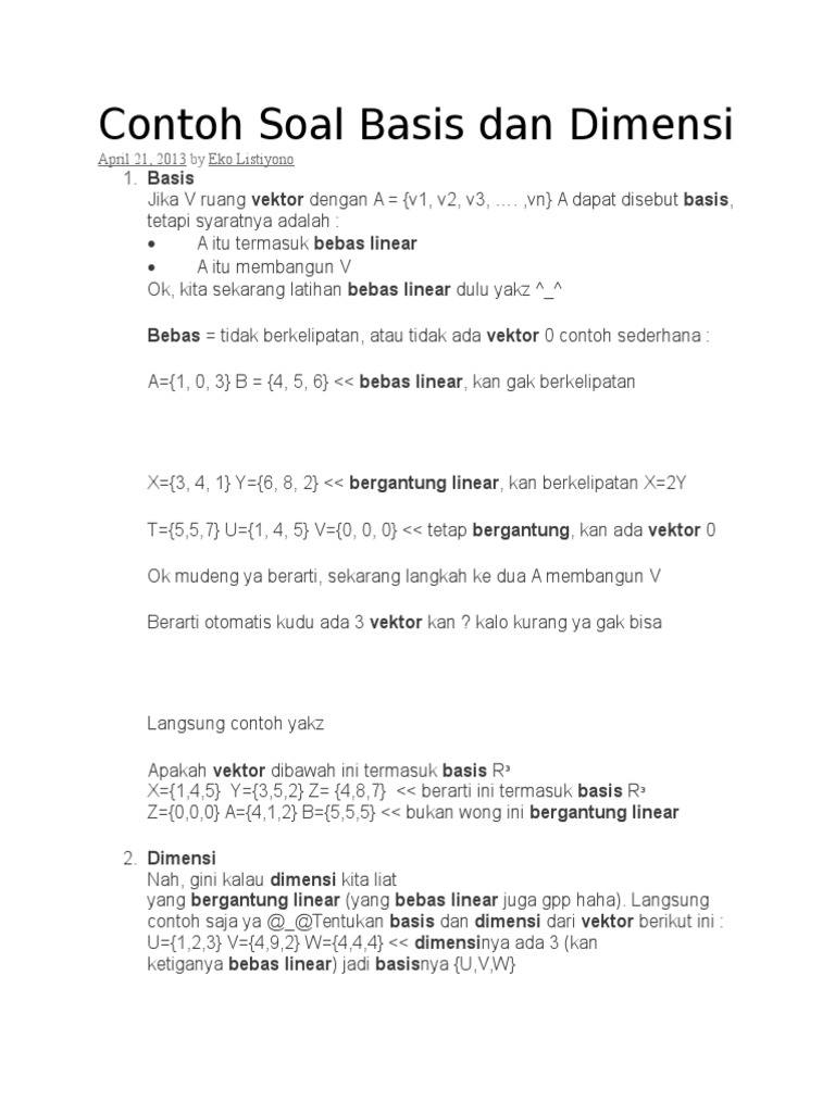 Contoh Soal Basis Dan Dimensi