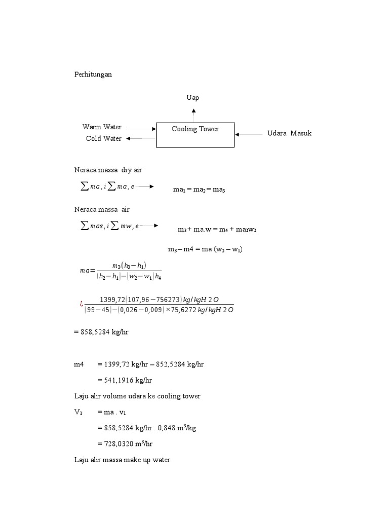 Cooling Tower Mass Balance Calculation | PDF | Science & Mathematics ...