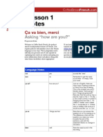 Lesson 1 Notes: Ça Va Bien, Merci