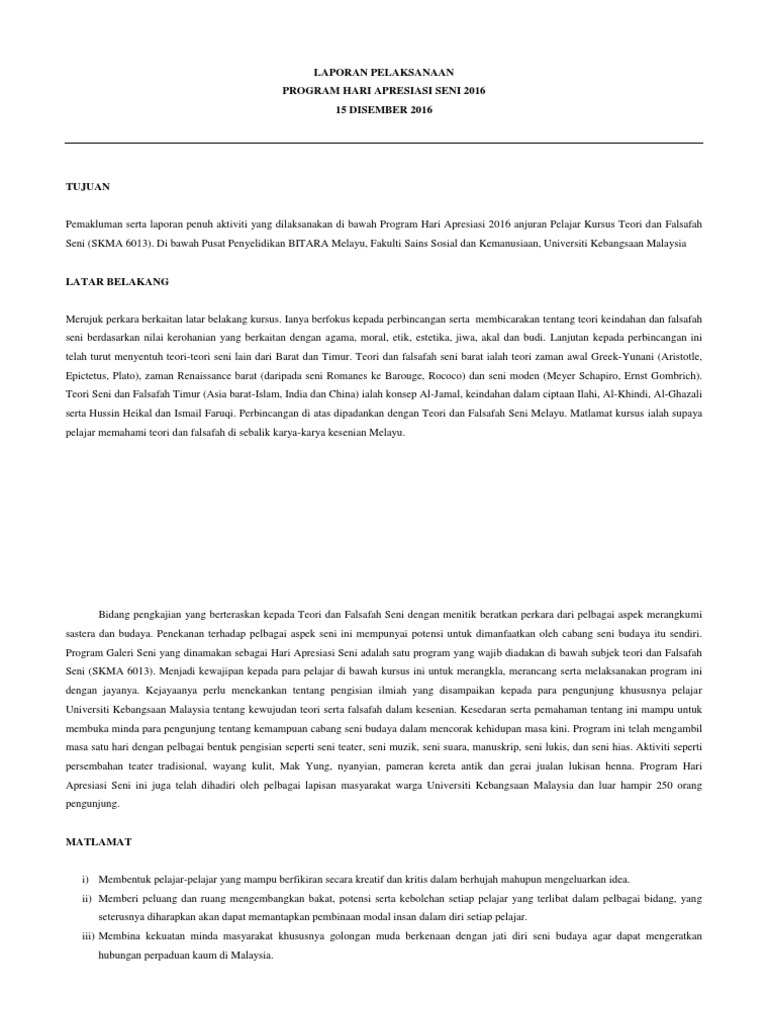 LAPORAN Hari Apresiasi Seni 2016