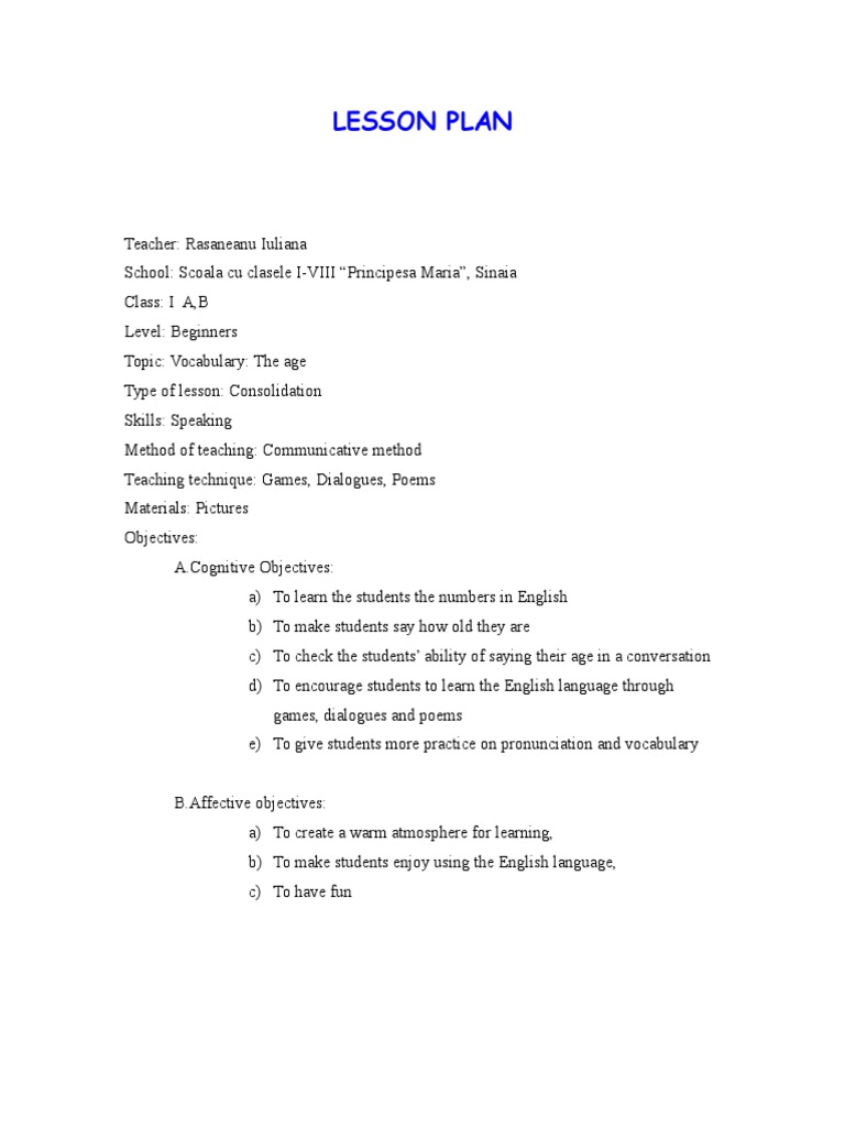 2 Theagelessonplan | PDF | Lesson Plan | Human Communication