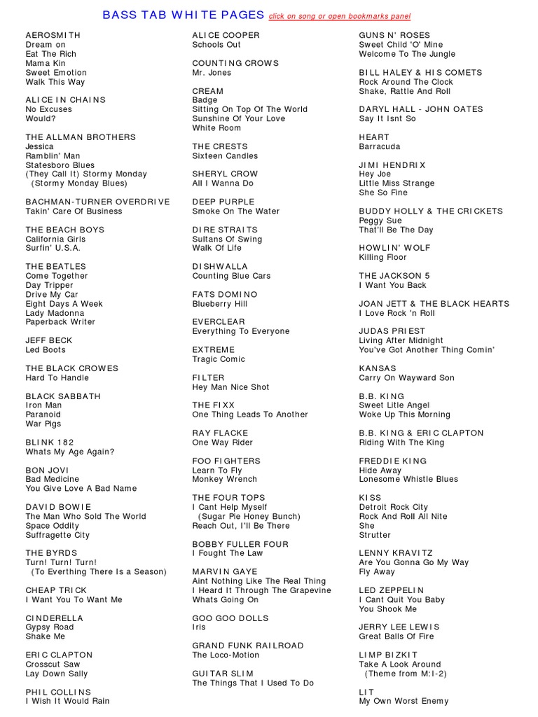 Bass Tab White Pages PDF | PDF