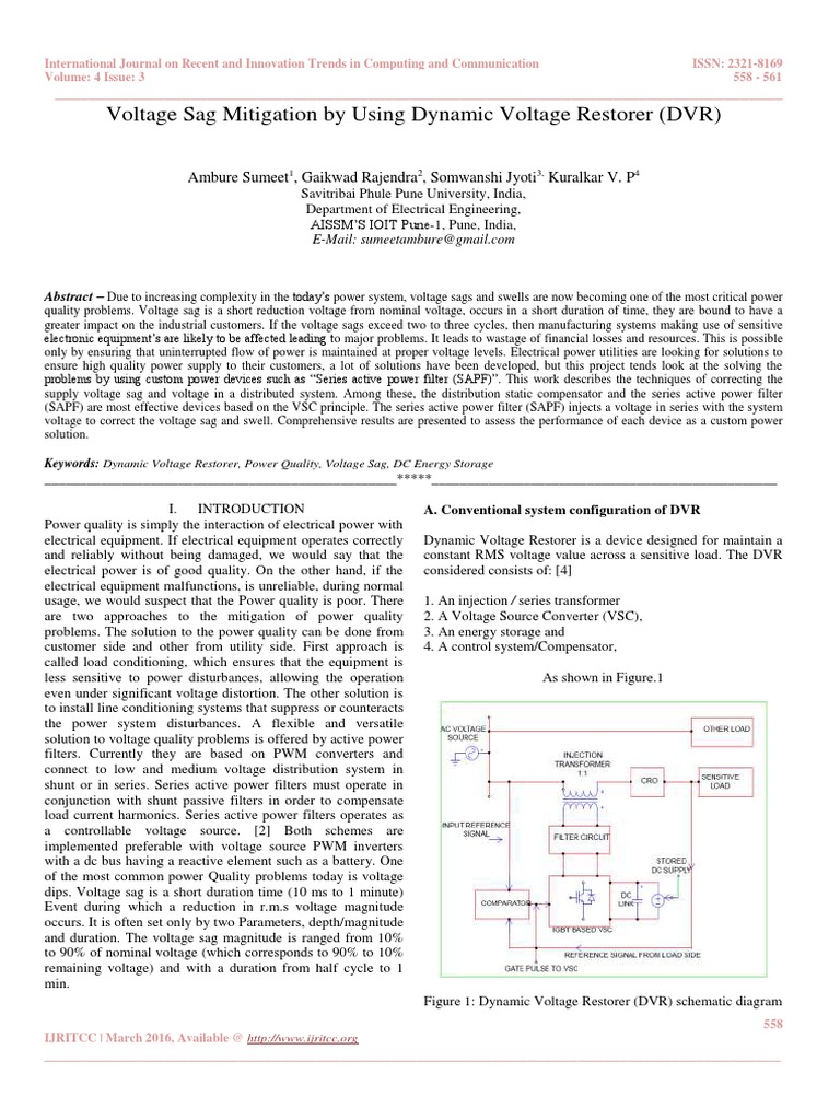 Voltage Sag Mitigation with DVR Solutions | PDF | Power Inverter ...