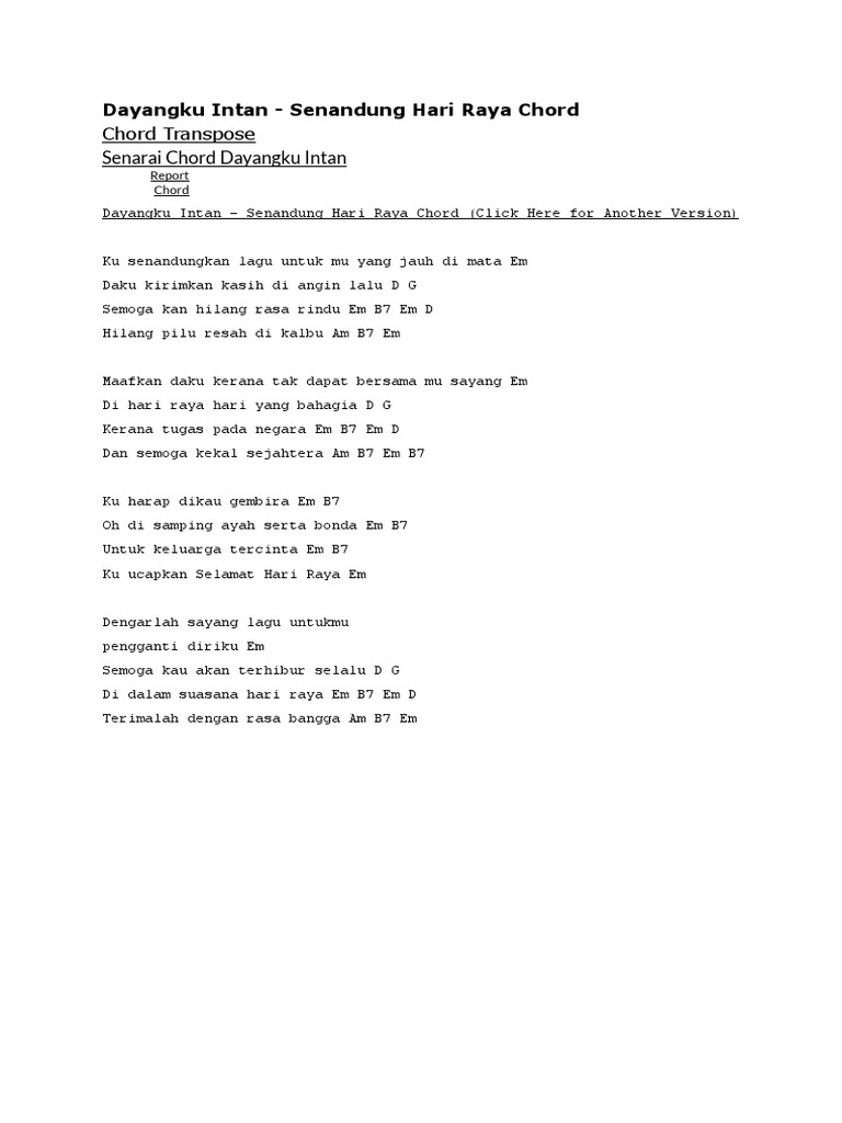 Chord Senandung Hari Raya