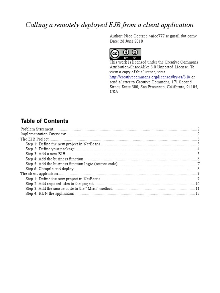 Remote EJB Client Application Guide | PDF | Enterprise Java Beans | Net ...