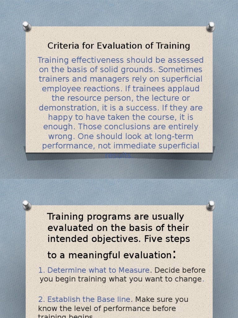 Criteria For Evaluation of Training | PDF | Psychological Evaluation ...