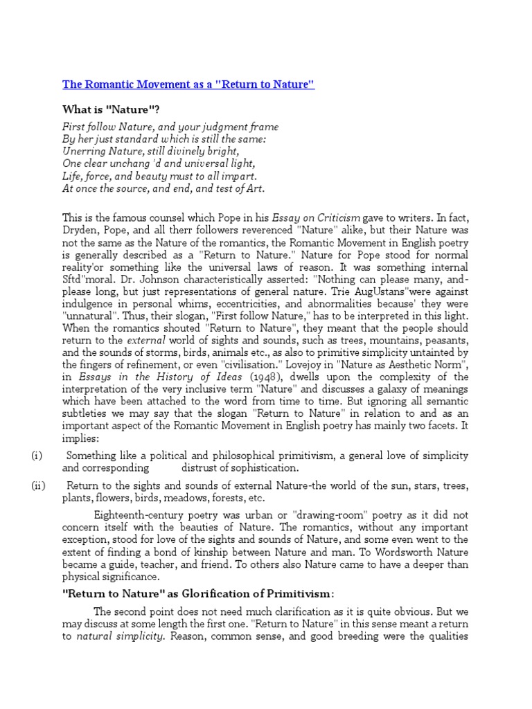 Romanticism: A Return to Nature | PDF | John Keats | William Wordsworth