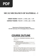 Me 212 Mechanics of Material - I: Credit Hours: Theory 3 Hrs Lab 1 HR Contact Hours: Theory 3 Hrs Lab 3 Hrs