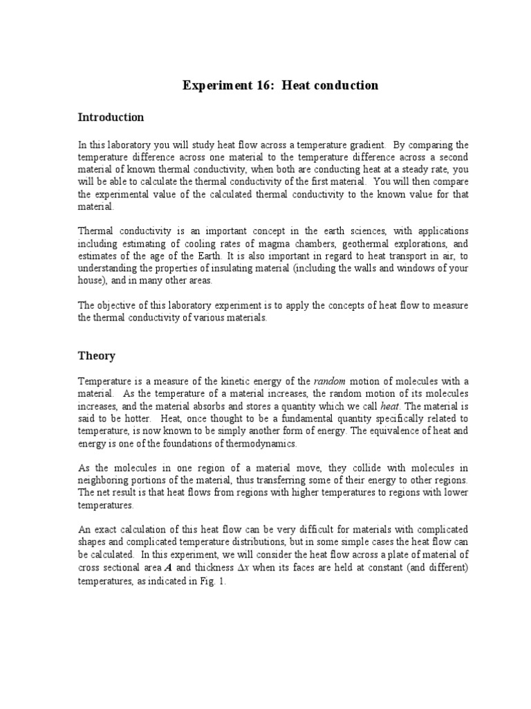 Measure Thermal Conductivity Experiment | PDF | Heat | Heat Transfer