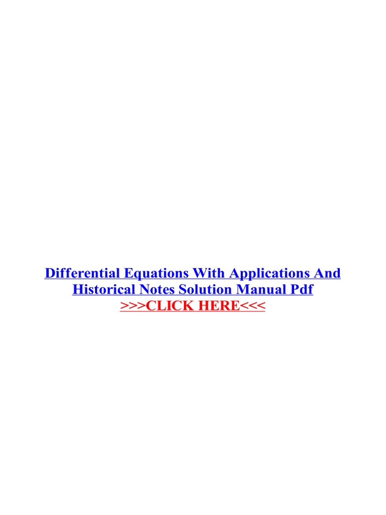 Solutions Manual for "Differential Equations with Applications and