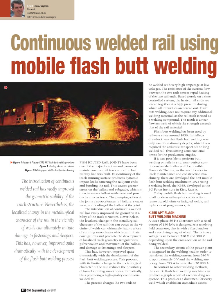 Mobile Flash Butt Welding in Railways | PDF | Track (Rail Transport ...
