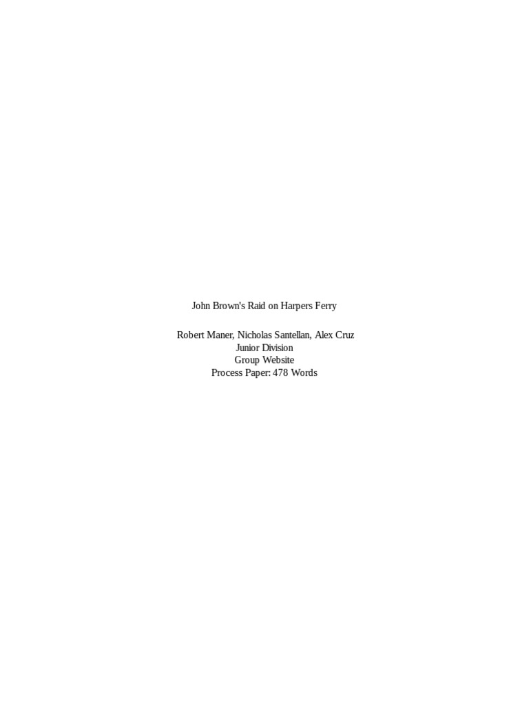 Process Paper | PDF | John Brown (Abolitionist) | Slavery