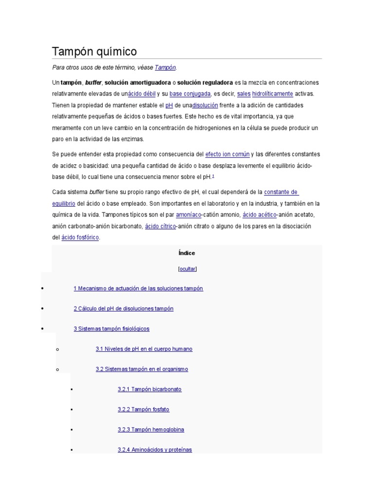 Tampón químico Solución tampón Química