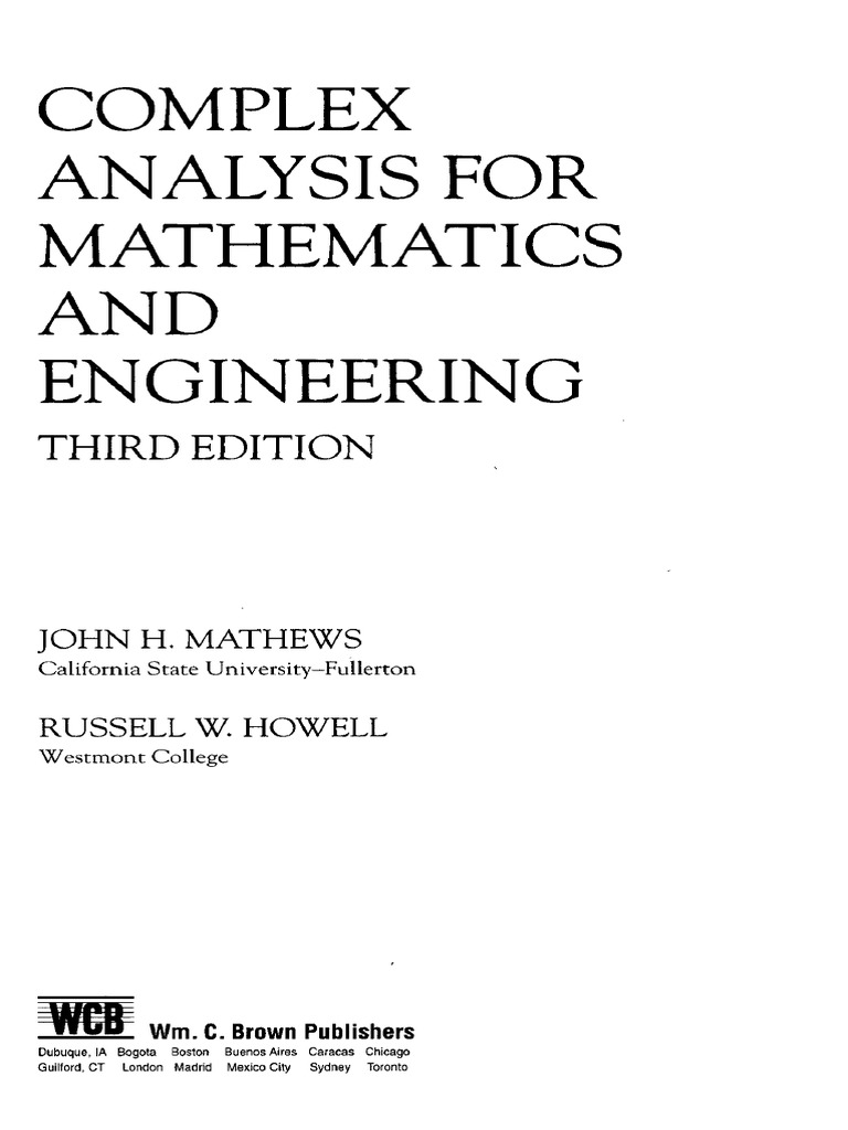 Complex Analysis For Mathematics AND Engineering: Third Edition | PDF ...