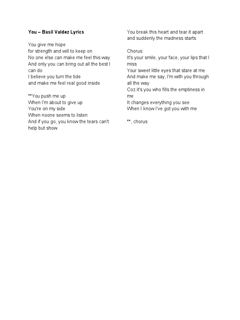 You Basil Valdez Lyrics