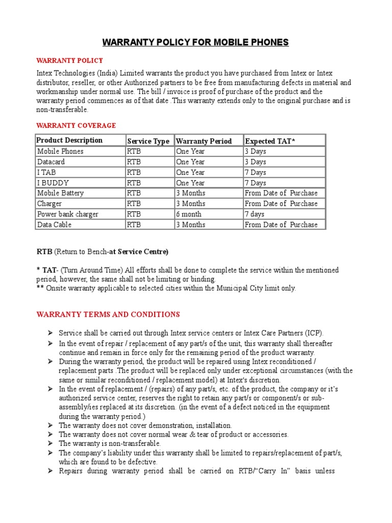 Service Warranty Policy | PDF | Battery Charger | Common Law