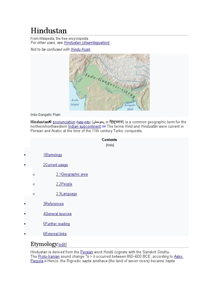 Hindustan Etymology PDF Asia Languages