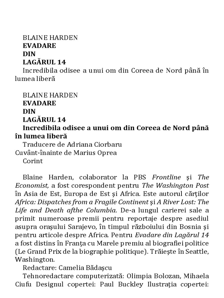 Blaine Harden Evadare Din Lagarul 14 Pdf