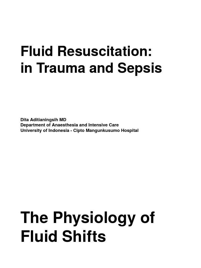 Fluid Resuscitation in Trauma and Sepsis | PDF | Tissue (Biology ...