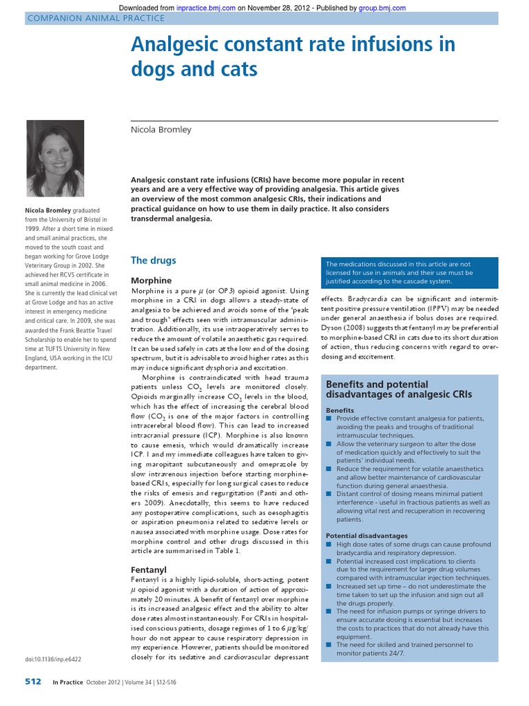 Analgesic CRIs for Dogs and Cats | PDF | Analgesic | Opioid