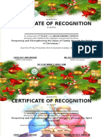 Certificate of Recognition: Deepening and Strengthening The Value of Family Through The Spirit of Christmas."