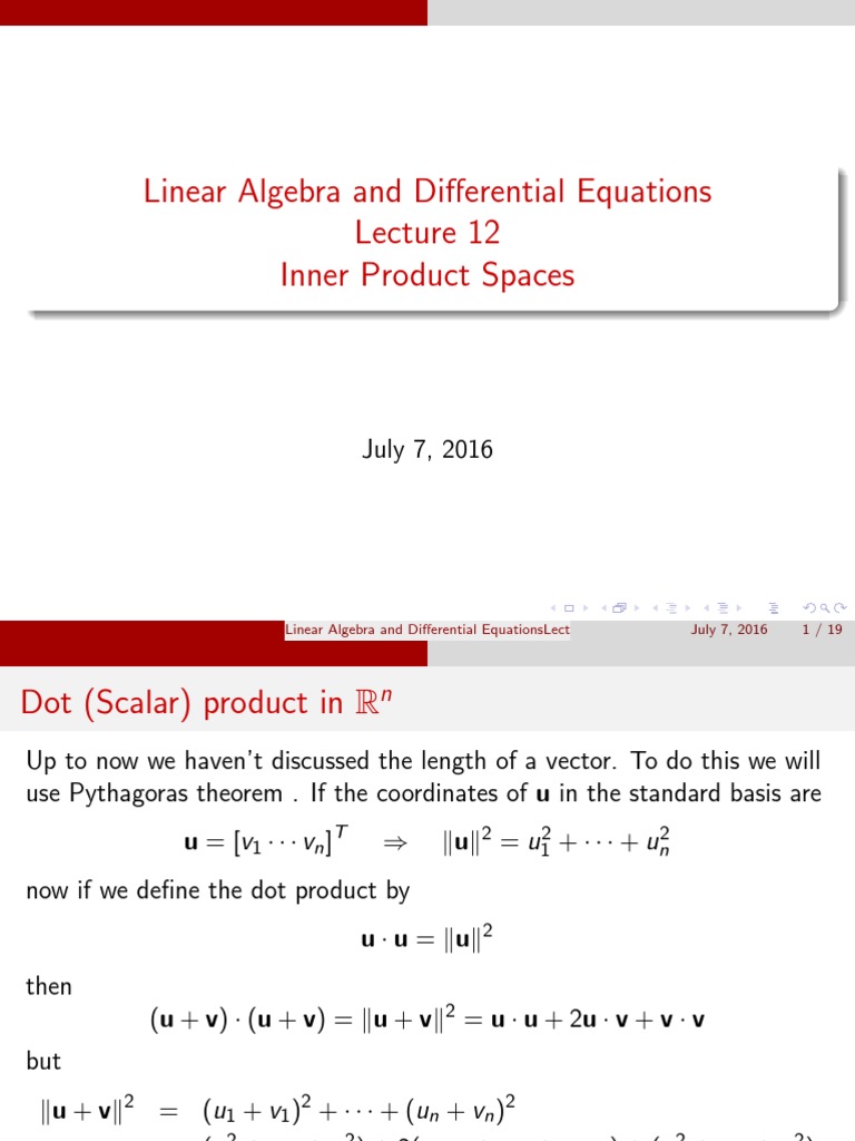 LADE13 Inner Product Spaces | PDF | Vector Space | Linear Algebra