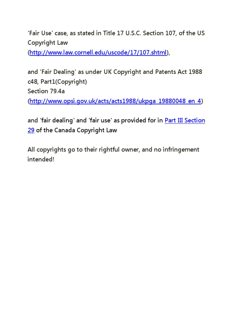 Fair Use and Fair Dealing Explained | PDF