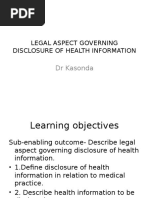 Legal Aspect Governing Disclosure of Health Information