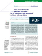 Componentes de Un Artículo Médico y Recomendaciones para Cumplir Con Los Requisitos Del Comité Internacional de Editores de Revistas Médicas