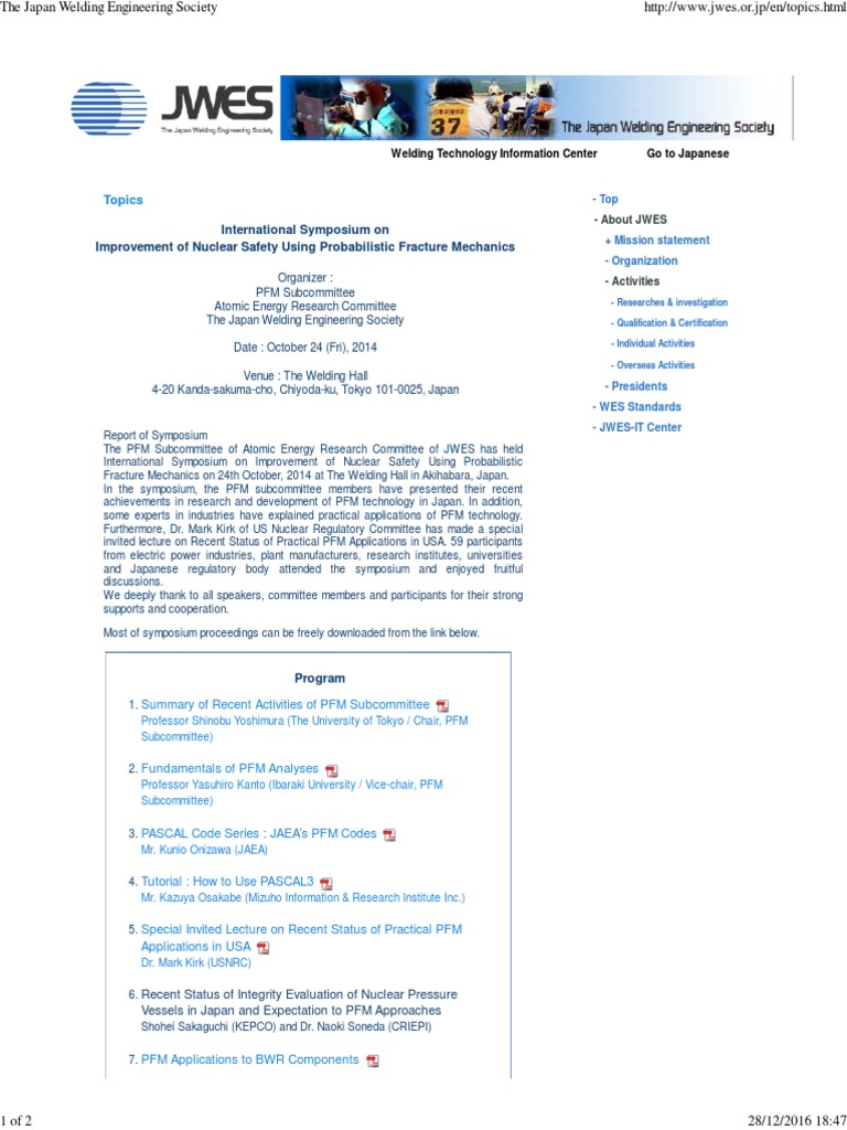 The Japan Welding Engineering Society PDF Nuclear Power Japan