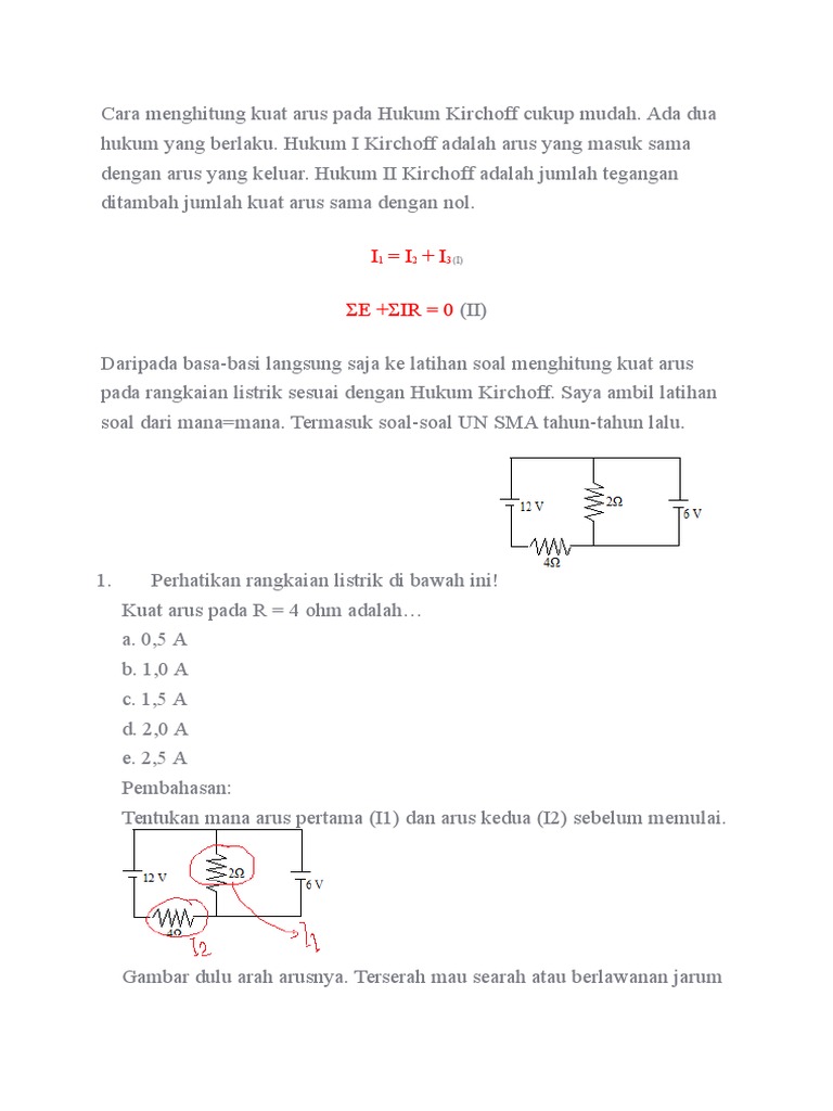 Cara Menghitung Kuat Arus Pada Hukum Kirchoff