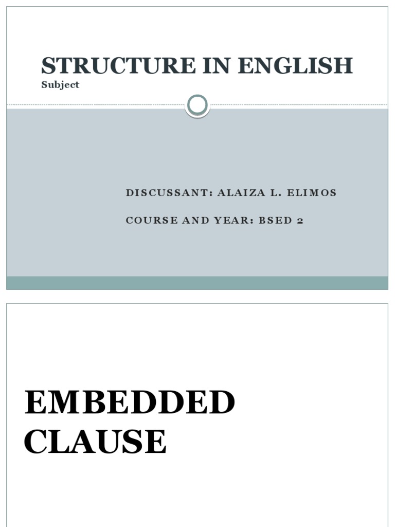 Understanding Embedded Clauses in English | PDF | Clause | Preposition ...